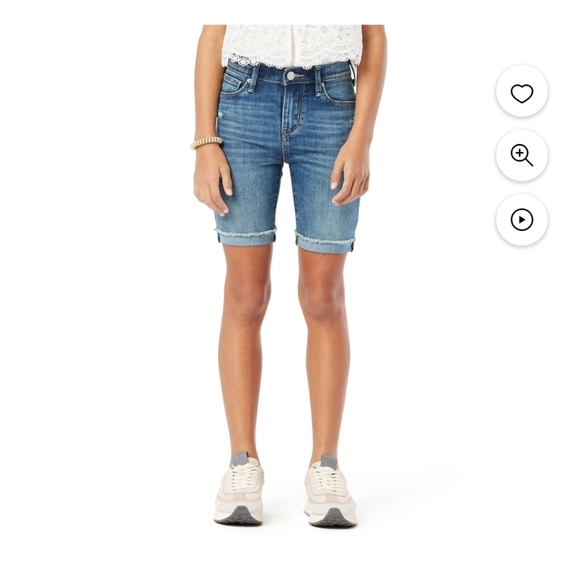 NWT girls LEVI'S dark-wash BERMUDA SHORTS adjustable STRETCH size 12 REG - Picture 1 of 9